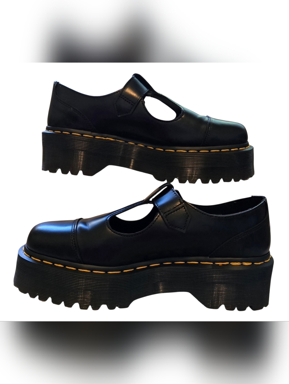 SOLD!! SOLD!! r. Martens Bethan Polished Smooth Leather Platform Mary Janes - Picture 5 of 11